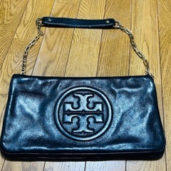 トリーバーチチェーンショルダークラッチバッグレザー2wayブラック黒