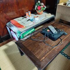 ガラステーブル 木製 座卓 セット ローテーブル