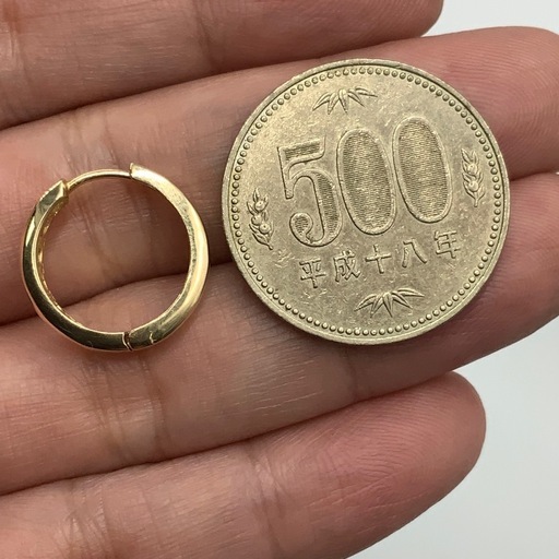 K18 ダイヤ　ルビー　フープピアス　4.8g