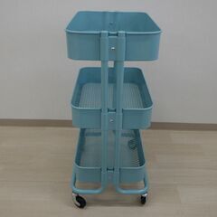 スチールワゴン（ターコイズ）【小金井市民限定】（小金井市再生家具）品番：04-01-03 ※新規優先の画像