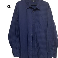 UNIQLOネイビーチェック柄 長袖シャツXL