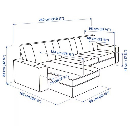 IKEA KIVIK】3人掛け L字 カウチソファ 替えカバー付 引き取り限定