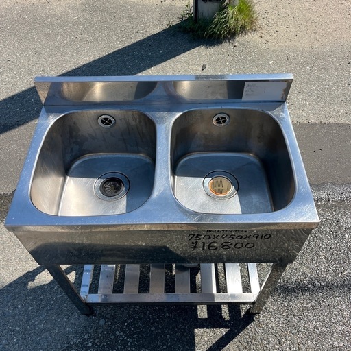 ☆中古品  アズマ2槽シンク  750×450×800  厨房用品  調理場☆