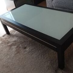 ニトリ センターテーブル 焦げ茶✕ガラスの画像