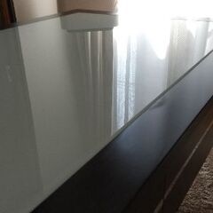 ニトリ センターテーブル 焦げ茶✕ガラスの画像