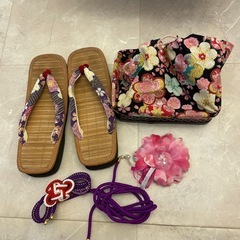 浴衣　小物セット　草履　巾着　帯紐　髪飾り