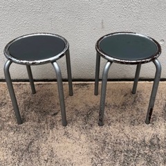 パイプ椅子2個セット　丸椅子