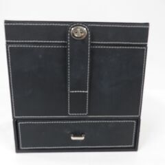 メイクボックス 化粧品収納 ミラー付き 引き出し ブラック 幅25cm×奥行25cm×高さ26cmの画像