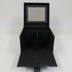 メイクボックス 化粧品収納 ミラー付き 引き出し ブラック 幅25cm×奥行25cm×高さ26cmの画像
