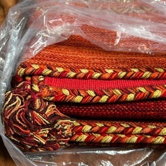 【ご成約】
80a【未使用品・開封品】サヤンサヤン 幾何学 ラグ マット インドキリム　レッド インド綿 y040712a の画像