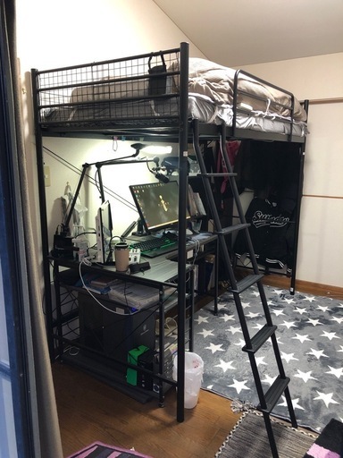 ニトリロフトベッド黒 (shikaryo) 町田のベッド《ロフトベッド