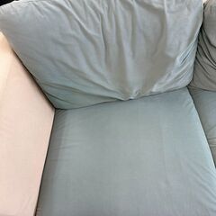 ジモティ来店特価!!　2人掛けソファー　ベージュ×グリーン　　J-250413の画像