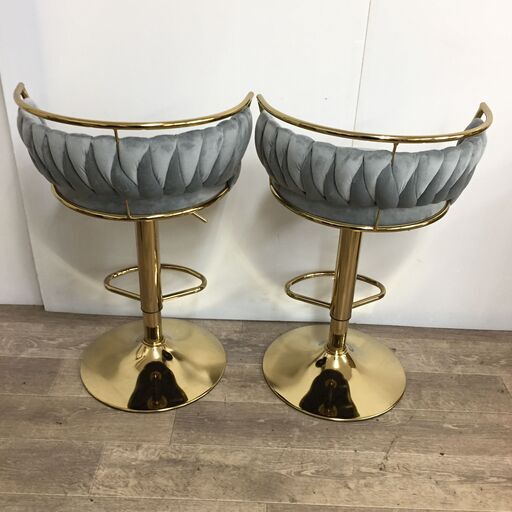 終 [ほぼ未使用]Ya-home カウンターチェア 2脚 座面直径43cm 座面高53cm 25d菊-
