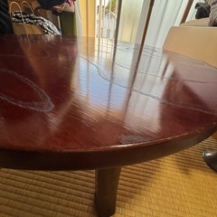 【受け渡し決定】円形ダークブラウン木製座卓の画像