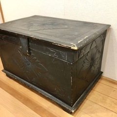 ヴィンテージ　木製 蓋付きボックス ブラック ☆配送応相談☆の画像
