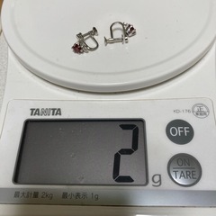 925スターリングシルバー 赤色ストーン クロスペンダント　イヤリング刻印ありの画像