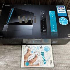 ゲーム機 Wii 本体　ブラック　リモコンプラス2つ＆Wiiスポ...