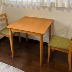 【4/27以降のお渡し】ニトリ　ダイニングテーブル3点セット (DT CLS 75×75cm NA/DC PRT NA)の画像
