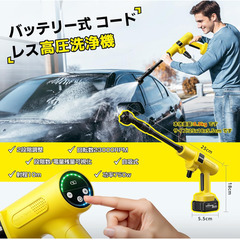 🚿夏前早割セール【新品未使用】コードレス高圧洗浄機 2025年最新モデル 洗車 外壁 ベランダ掃除対応 強力噴射 軽量 コンパクト バッテリー式 家庭用 持ち運び便利 検索ワード：コードレス高圧洗浄機 2025年最新モデル 洗車 外壁掃除 ベランダ掃除 強力噴射 軽量 コンパクト バッテリー式 家庭用 持ち運びの画像