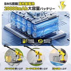 🚿夏前早割セール【新品未使用】コードレス高圧洗浄機 2025年最新モデル 洗車 外壁 ベランダ掃除対応 強力噴射 軽量 コンパクト バッテリー式 家庭用 持ち運び便利 検索ワード：コードレス高圧洗浄機 2025年最新モデル 洗車 外壁掃除 ベランダ掃除 強力噴射 軽量 コンパクト バッテリー式 家庭用 持ち運びの画像