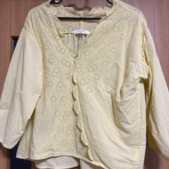 Samansa Mos2 blue 刺繍入りブラウス