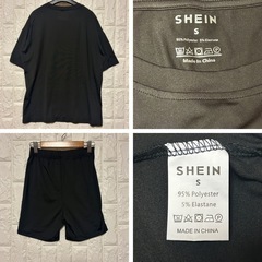 SHEIN セットアップ 半袖Tシャツ ショートパンツ S 黒 ルームウェアの画像