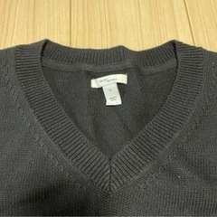 【新品未使用】 タグなし 男女兼用 Vネック 長袖 ベスト ブラック 黒 XSの画像
