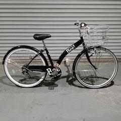 26インチ 6段ギア 自転車 軽快車 ブラック