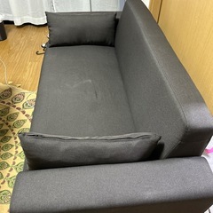 アイリスオーヤマ2人掛けソファーダークブラウンの画像