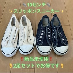 キッズ19㎝スリッポンスニーカー２足セット