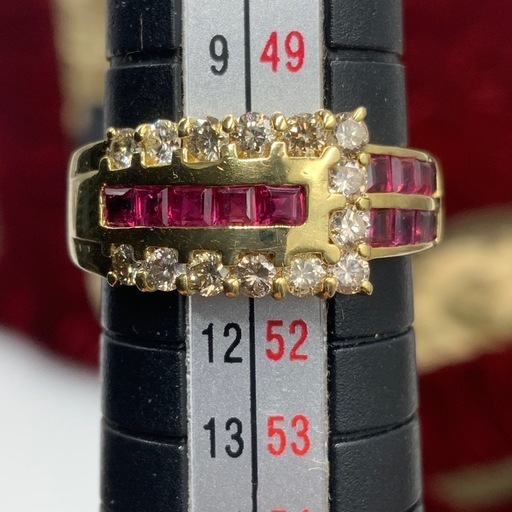 K18 ルビー　ダイヤモンド　リング　4.8g 0.7ct 0.5ct