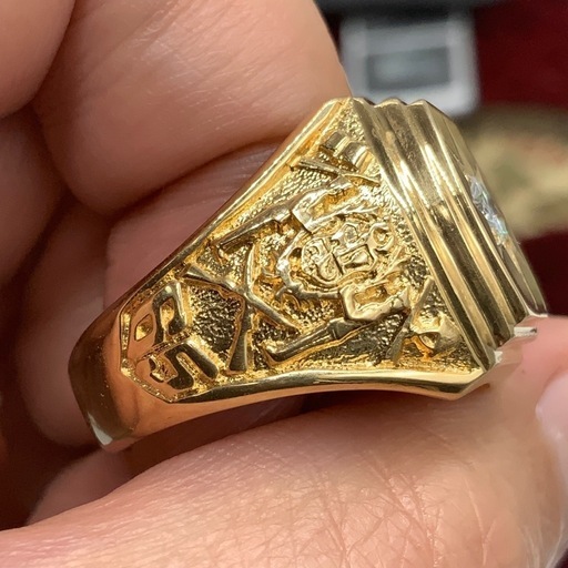 K18 デザインリング　印台系　23.6g 約23.5号　ダイヤ0.4ct