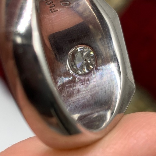 Pt900 プラチナ 印台リング23.2g 約18号 0.377ct (rootbrand) 宜