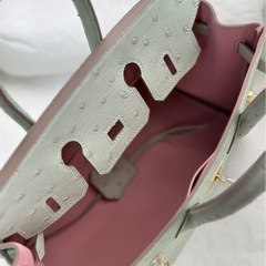 オーストリッチ　デザイン　バング　オーダーメイド　裏地タッチ/桜ピンク　薄い パールグレー系　25サイズの画像