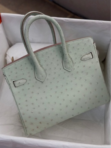 オーストリッチ　デザイン　バング　オーダーメイド　裏地タッチ/桜ピンク　薄い パールグレー系　25サイズ