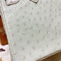 オーストリッチ　デザイン　バング　オーダーメイド　裏地タッチ/桜ピンク　薄い パールグレー系　25サイズの画像