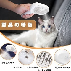 猫 ブラシ スチーム ペット用ブラシ 猫ブラシよく取れる 犬用ブラシ スリッカーブラシ ボタンを押してワンプッシュ式 抜け毛除去簡単 USB充電式 噴霧式 ペットグルーミングブラシ 長毛・短毛 猫・犬兼用 (ホワイト)の画像