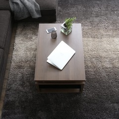 【終了】リビングローテーブル 強化ガラスオープン収納の画像