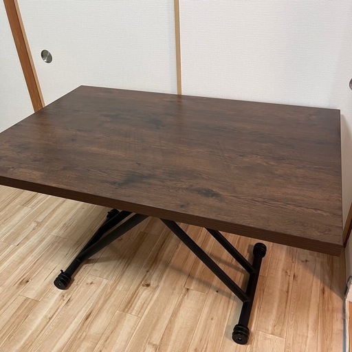 段階高さ調節・ローテーブル・ダイニングテーブル・キャスター付き  