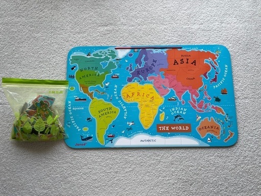 【美品】【定価1.8万】ジャノー　janod マグネット・ワールドマップ・パズル　世界地図