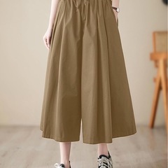 新品ワイドパンツ レディース ガウチョパンツ 重ね着風 スカート風 Mセイズの画像