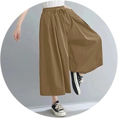 新品ワイドパンツ レディース ガウチョパンツ 重ね着風 スカート風 Mセイズの画像