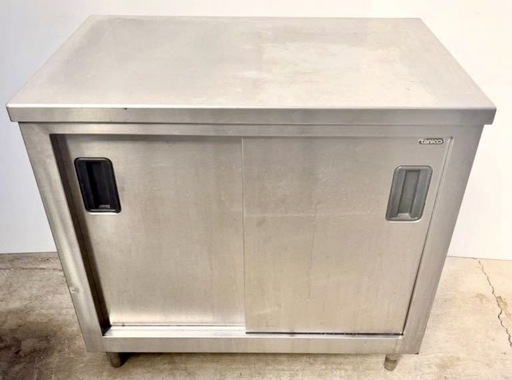 直接引き取り5%OFF タニコー ステンレス食器庫 幅900×奥行き600×高さ800mm スライド扉 収納棚 食器庫 飲食店 店舗用品 厨房用品 ガレージ 工場