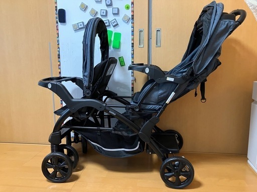 【新品】Katoji カトージ ベビーカー 二人でゴーDX（デニム）レインカバー付