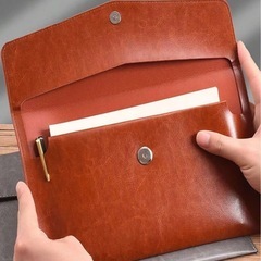 【新品】レザー風 ドキュメントケース ブラウンの画像