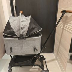 【美品】ペットカート　エアバギーシリーズ ウィズ アースグレー（...