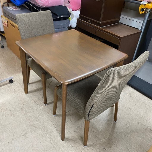9388 ニトリ ダイニングセット ダイニングテーブル チェア テーブル チェア2脚 セット商品 ブラウン 茶色 グレー シンプル 配達可能