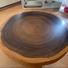 モンキーポット 一枚板 木製 丸テーブル 無垢 木テーブル リビングテーブル