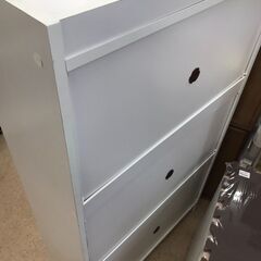 【A628】３段シューズボックス ホワイト 中古 家具 和歌山 岩出市 紀の川市の画像