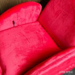 ほぼ新品　リクライニングチェア　折り畳み　ベルベット　レッド　TVチェアの画像